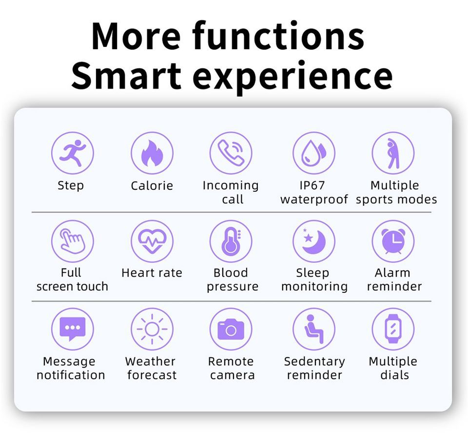 Smart Watch with Multiple Sports Modes, Blood Pressure, Heart Rate Monitor